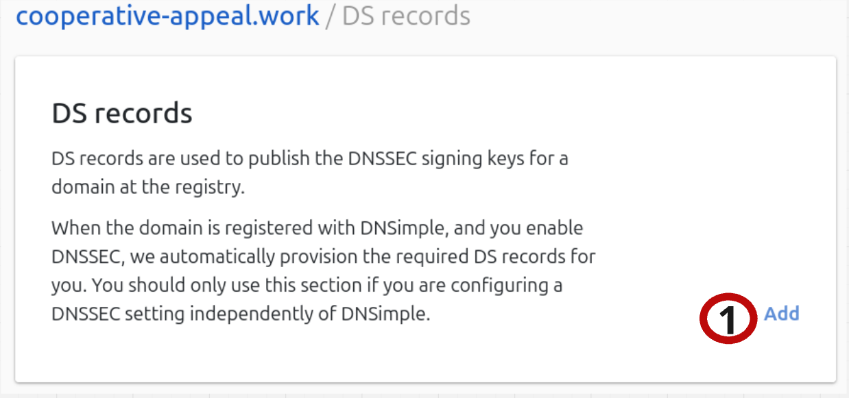 Add DS Record button