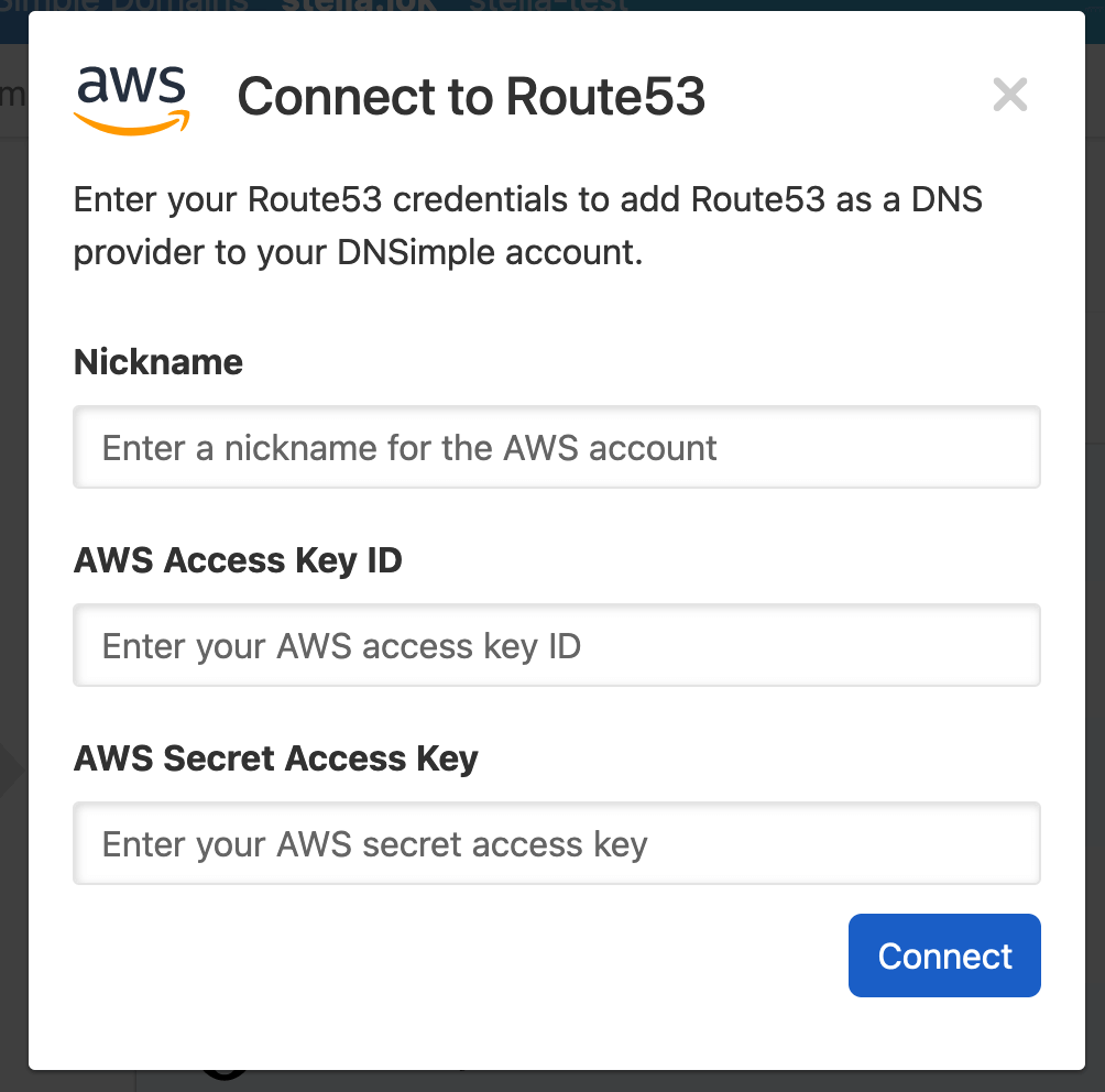 Enter Integrated DNS Provider credentials