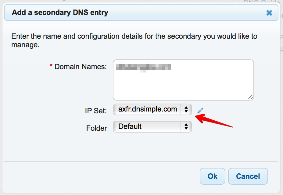 DNSMadeEasy adding secondary configuration