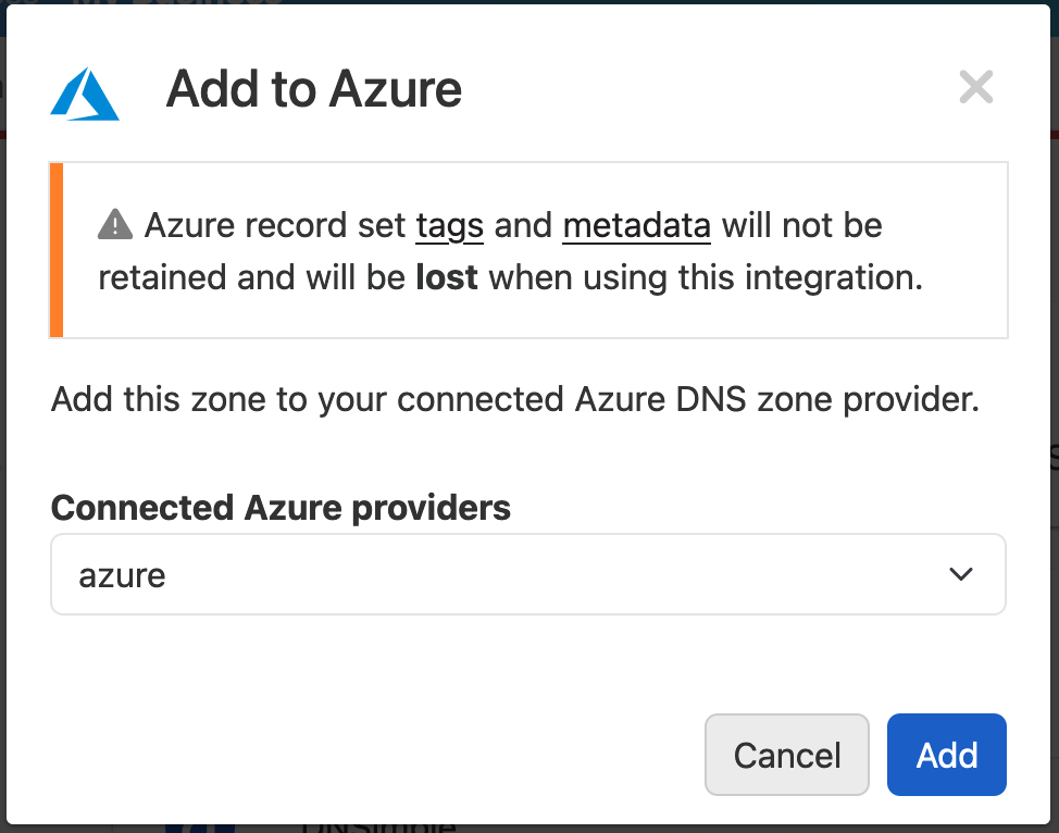 Adding a Zone to an already connected DNS Provider