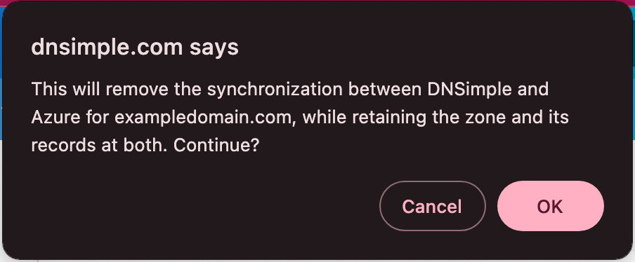 Confirm integrated zone removal