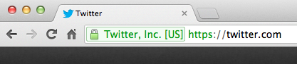 screenshot: Showing green url bar when a SSL certificate is present on a site