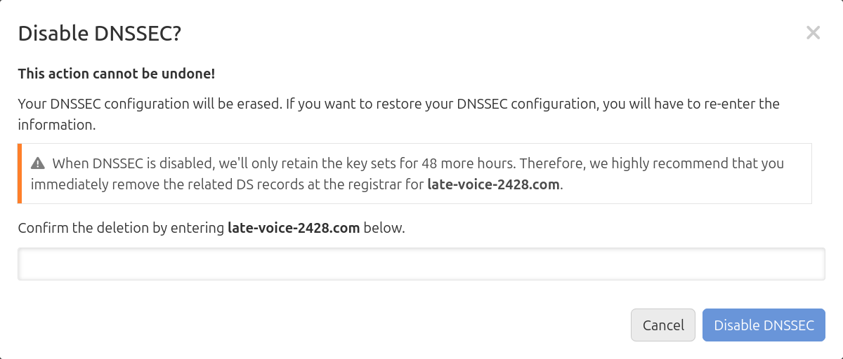 screenshot of dnssec configured