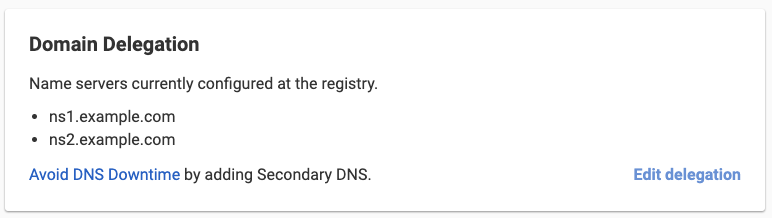 Domain Delegation card