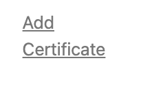 screenshot: Showing add certificate link