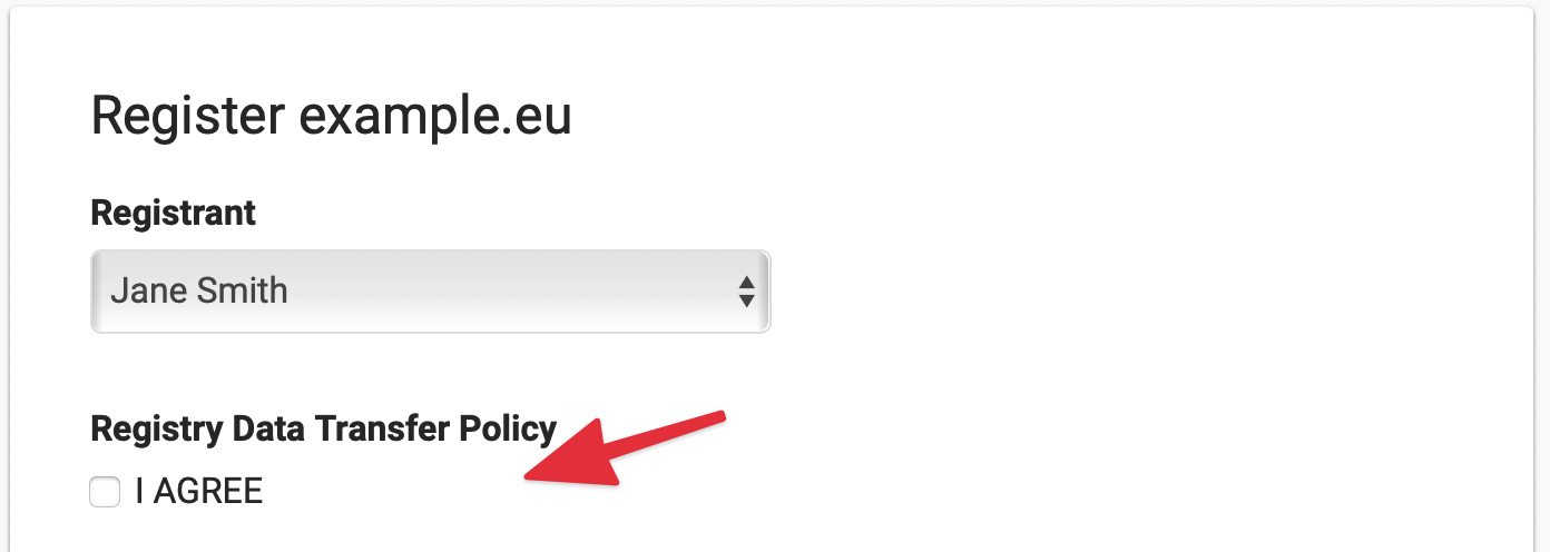 Agree to the Registry Data Transfer Policy