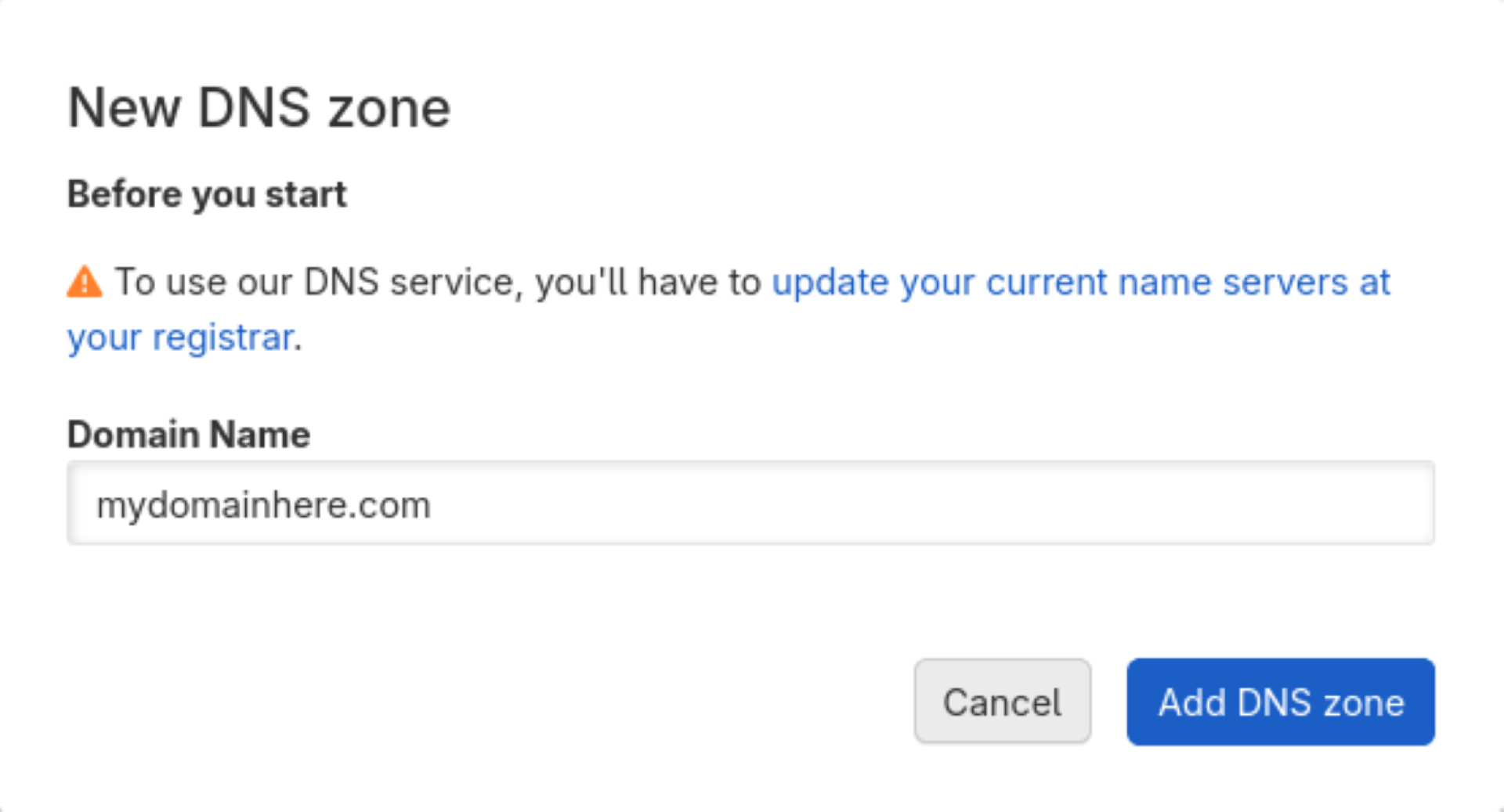 Domain Name for Zone