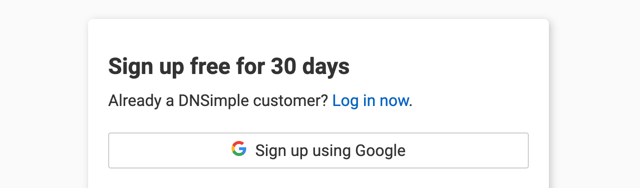 Signing up via Google