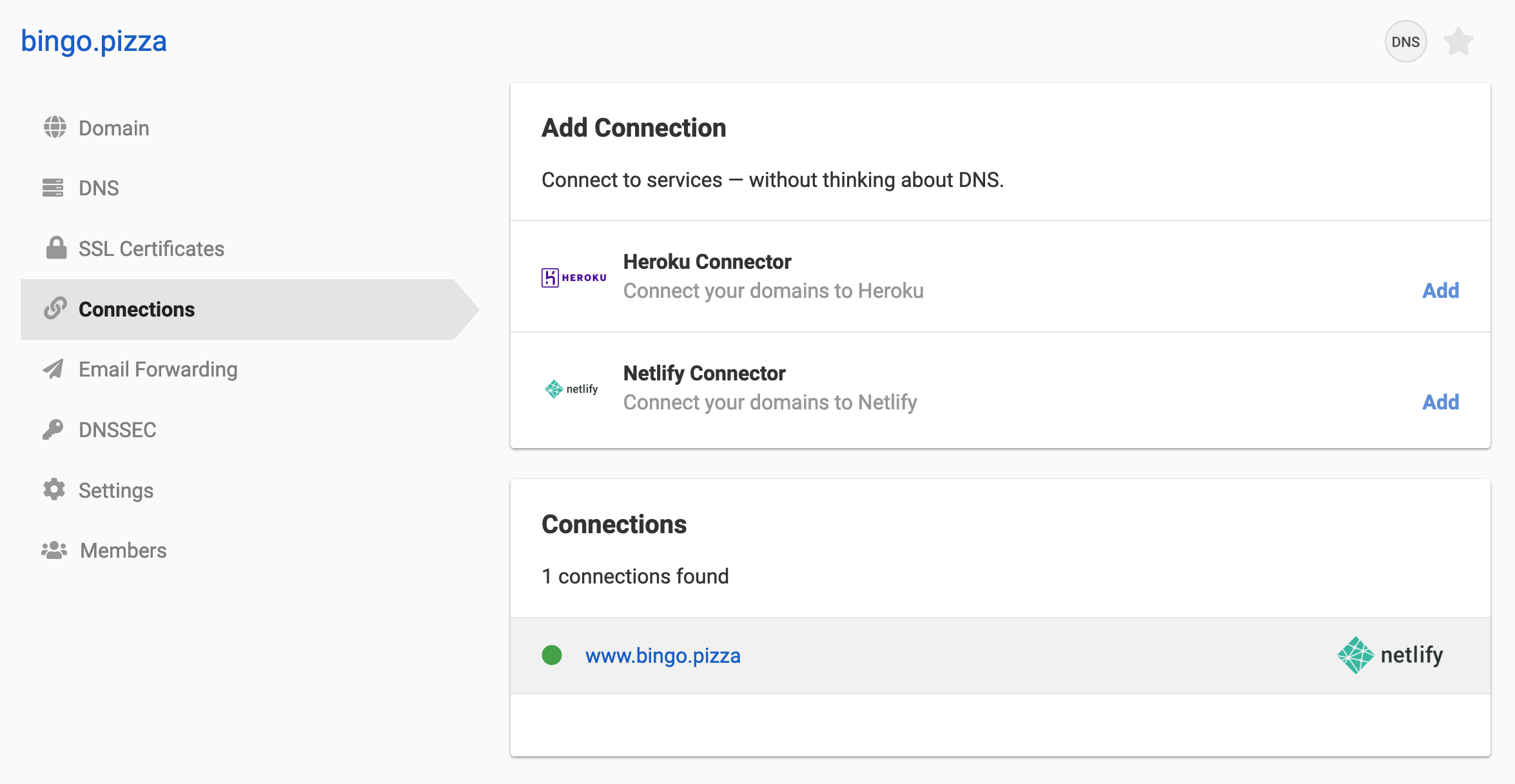 Domain successfully connected