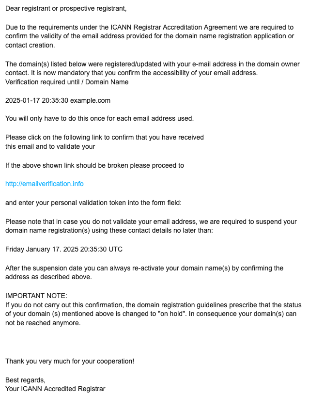 New domain verification