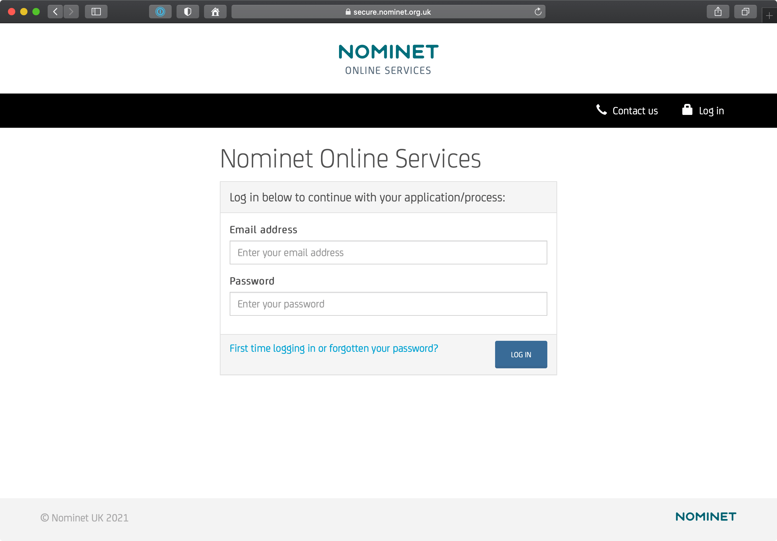 Nominet Online Services Login