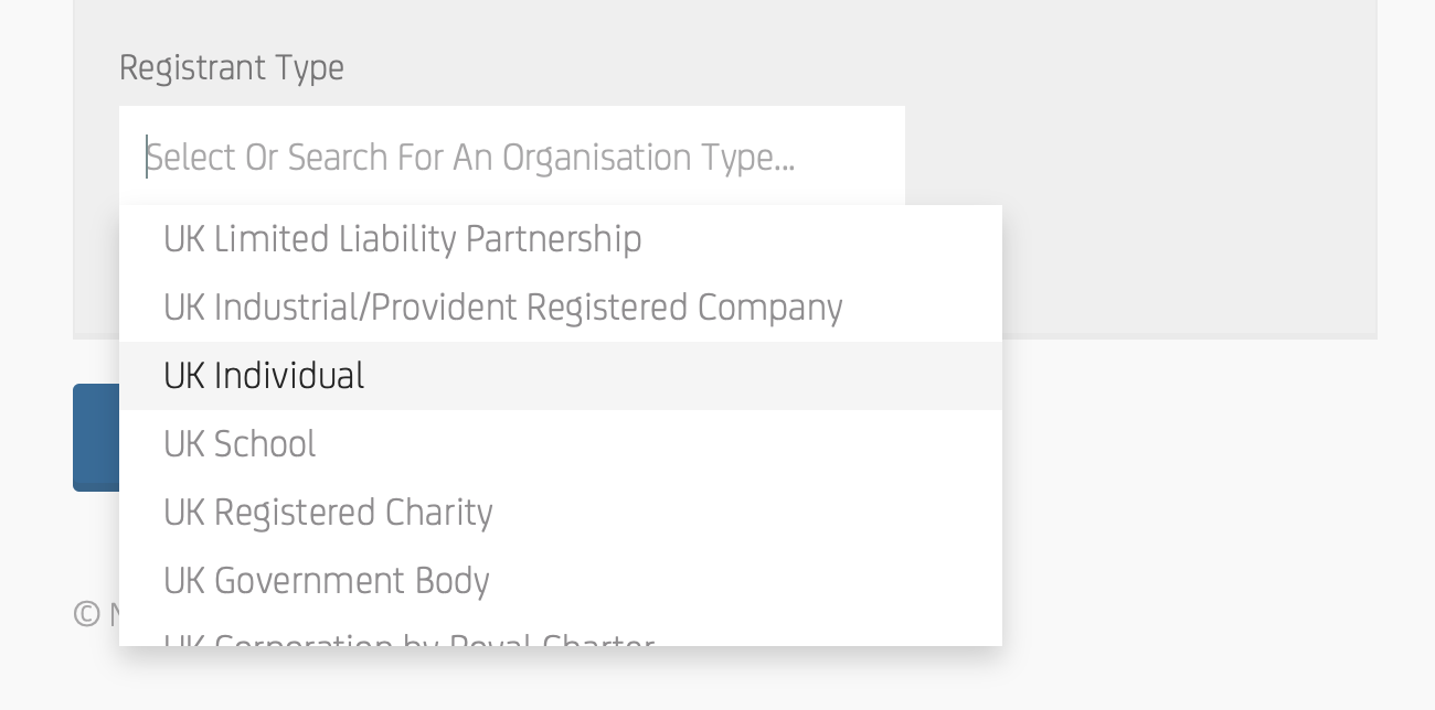 Select Registrant Type