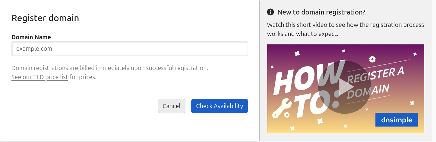 domain availability page