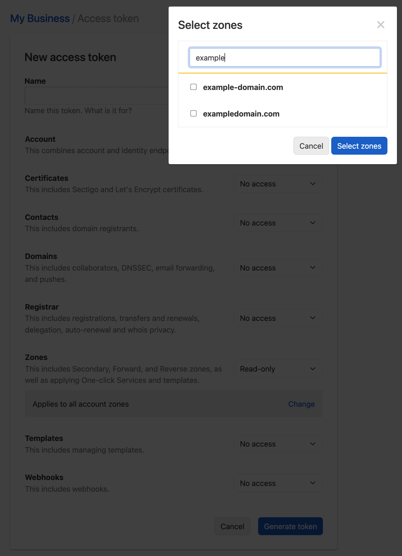 Selecting Zones