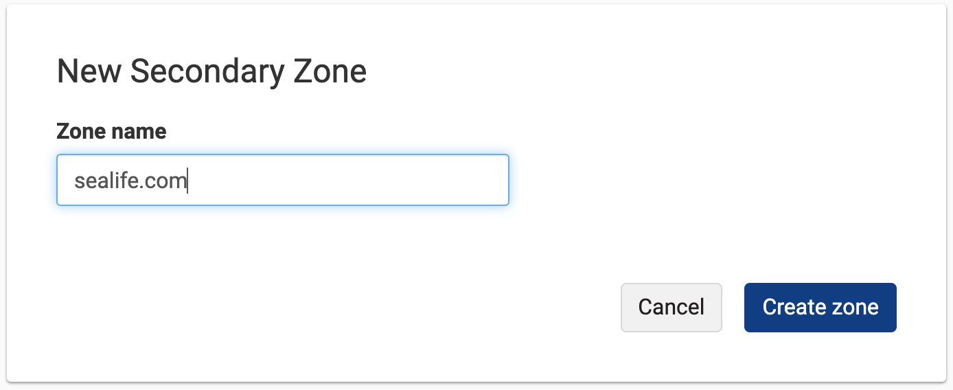 Secondary Zone form