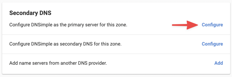 DNS management page